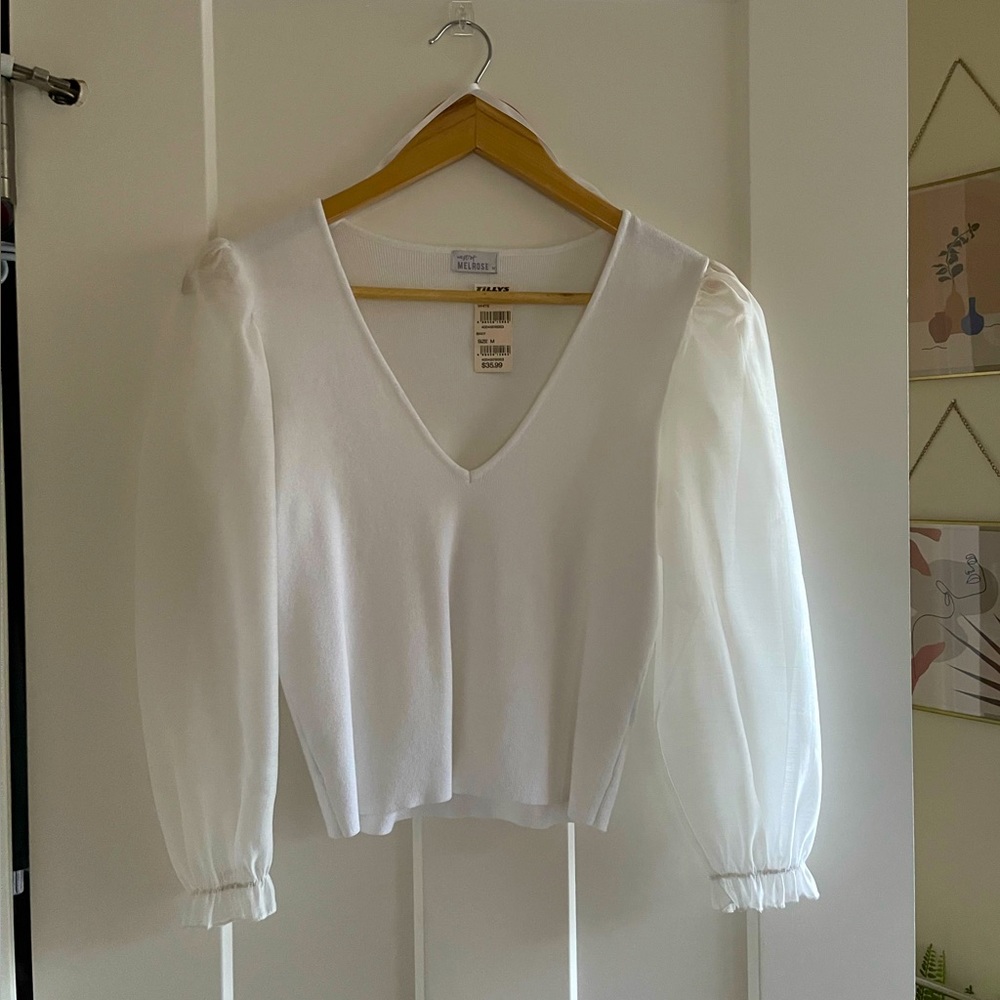 mesh long-sleeve blouse